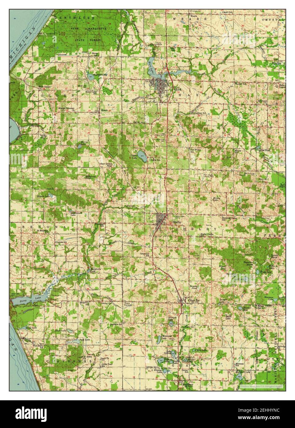 Hart, Michigan, map 1959, 162500, United States of America by Timeless