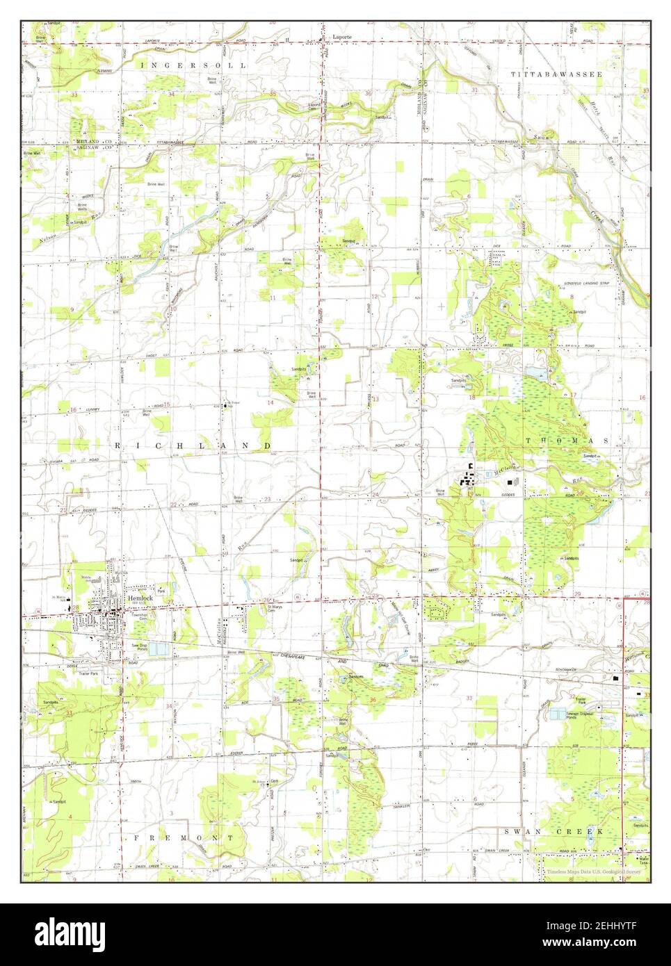 Hemlock, Michigan, map 1975, 124000, United States of America by Timeless Maps, data U.S