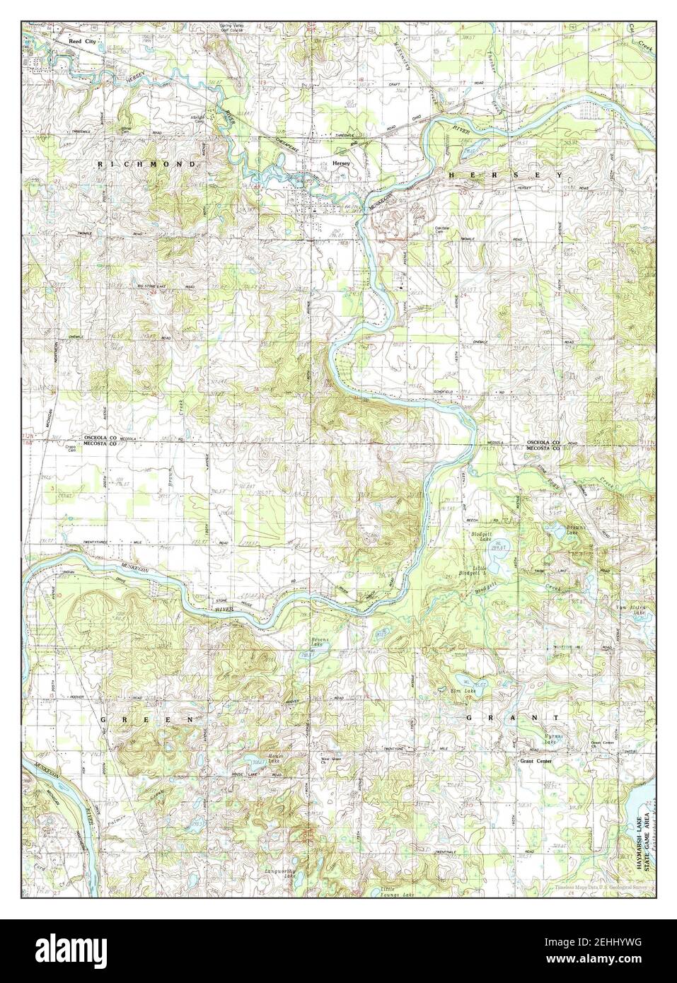 Hersey, Michigan, map 1983, 125000, United States of America by