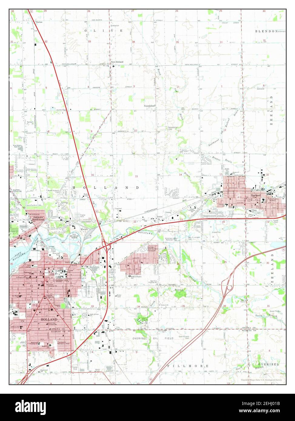 Holland East, Michigan, map 1972, 1:24000, United States of America by Timeless Maps, data U.S. Geological Survey Stock Photo