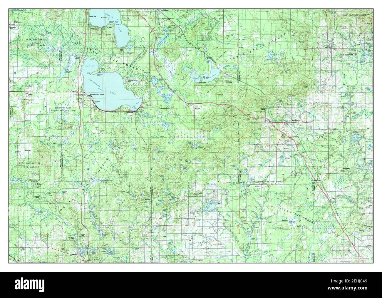 Houghton Lake, Michigan, map 1983, 1100000, United States of America by Timeless Maps, data U.S