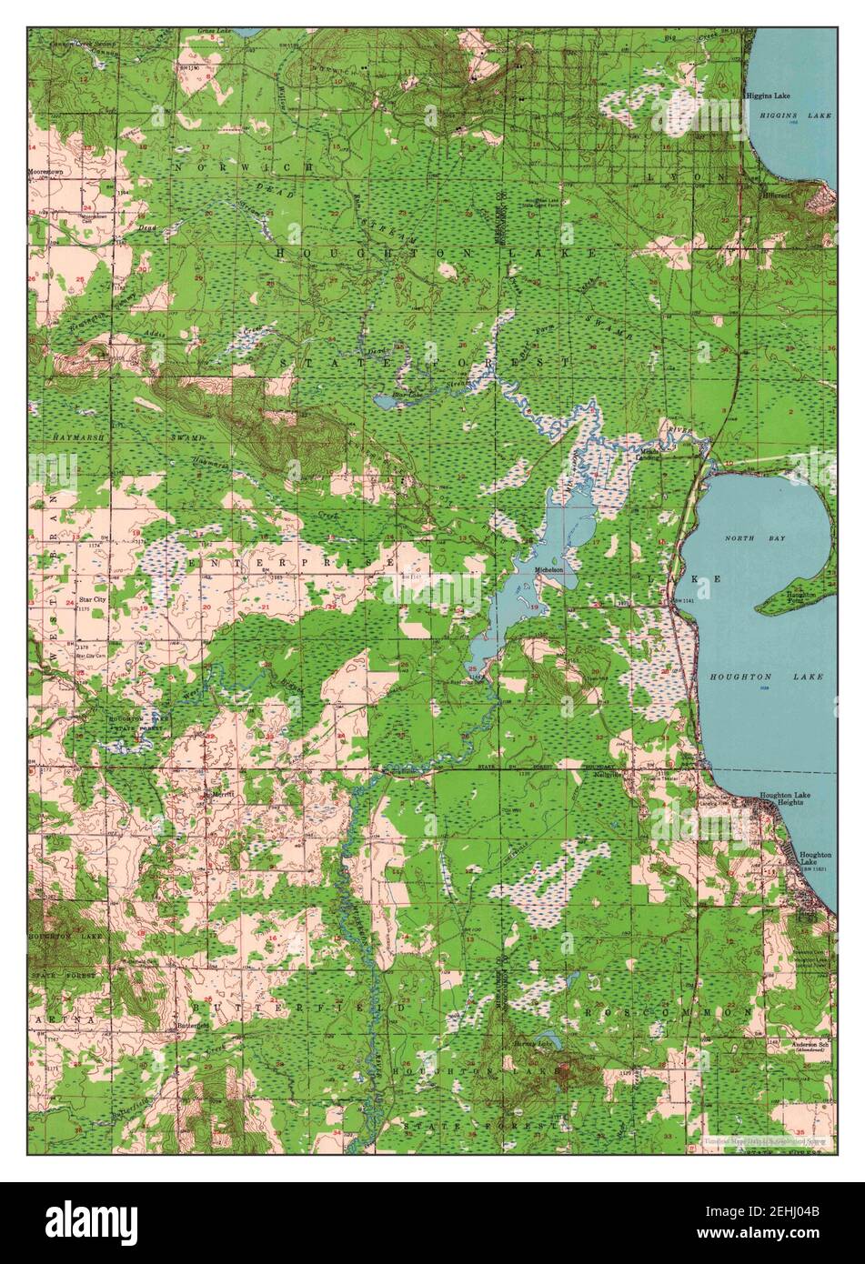 Houghton Lake, Michigan, map 1956, 162500, United States of America by Timeless Maps, data U.S