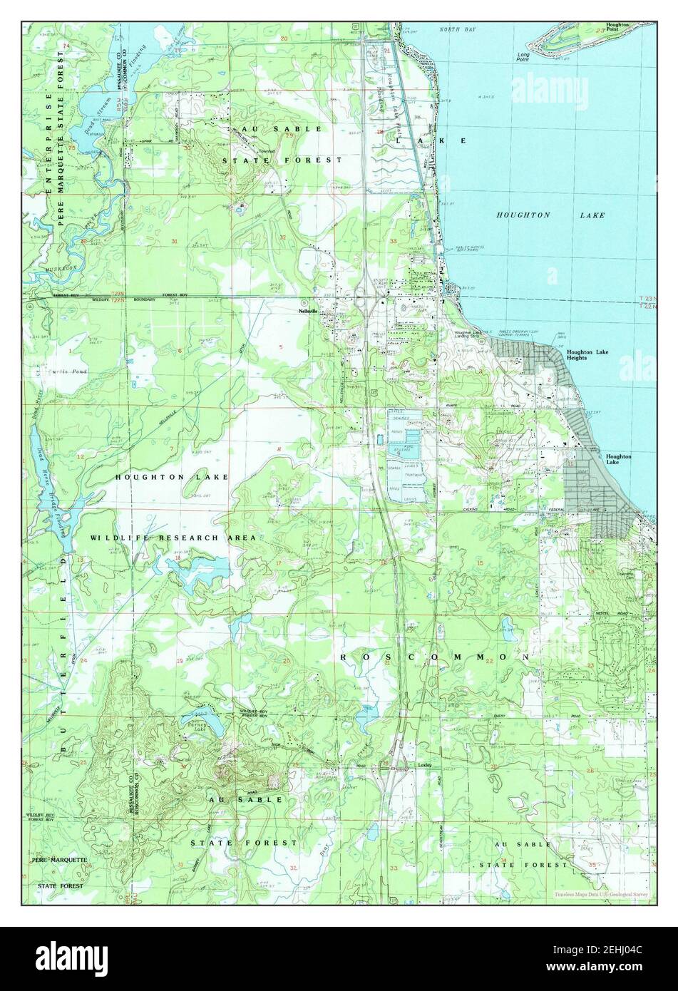 Houghton Lake, Michigan, map 1983, 125000, United States of America by Timeless Maps, data U.S