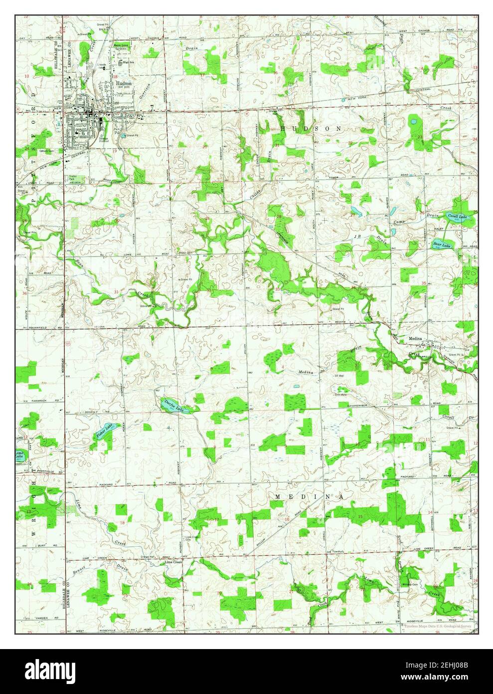 Hudson, Michigan, map 1962, 124000, United States of America by Timeless Maps, data U.S
