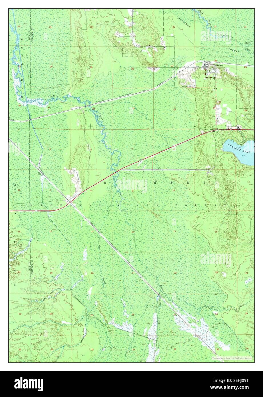 Hulbert, Michigan, map 1951, 124000, United States of America by Timeless Maps, data U.S