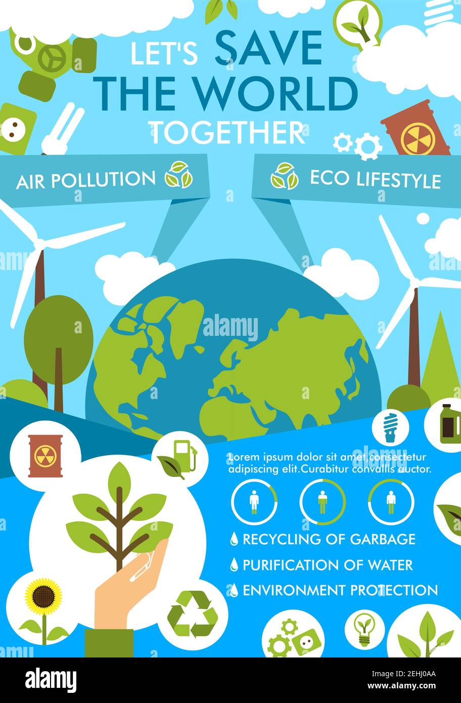 Environment and ecology protection banner for Save World concept. Earth ...