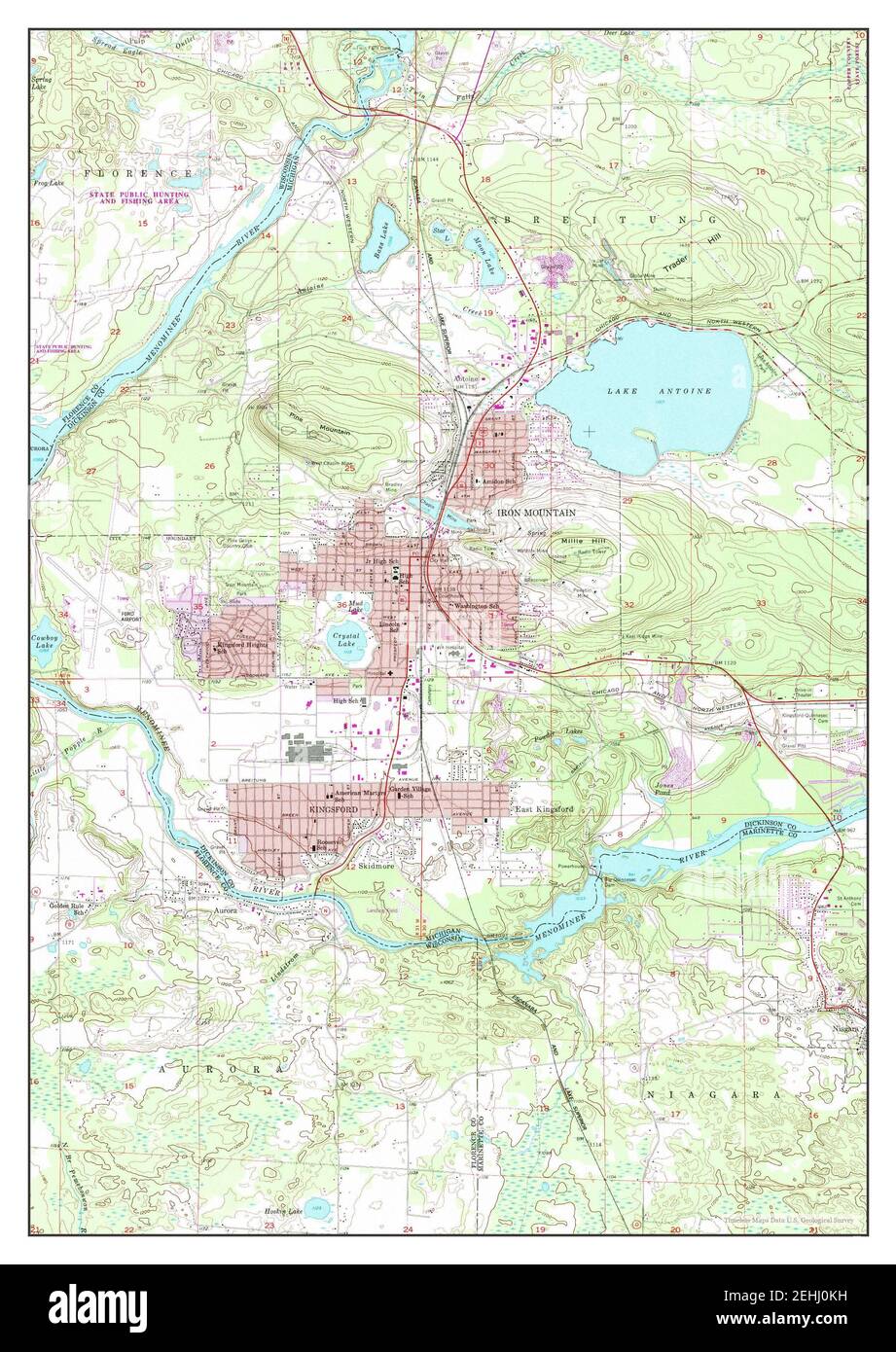 Iron Mountain, Michigan, map 1955, 124000, United States of America by