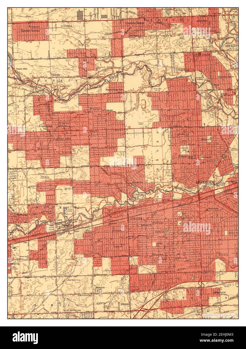 Inkster, Michigan, map 1952, 124000, United States of America by
