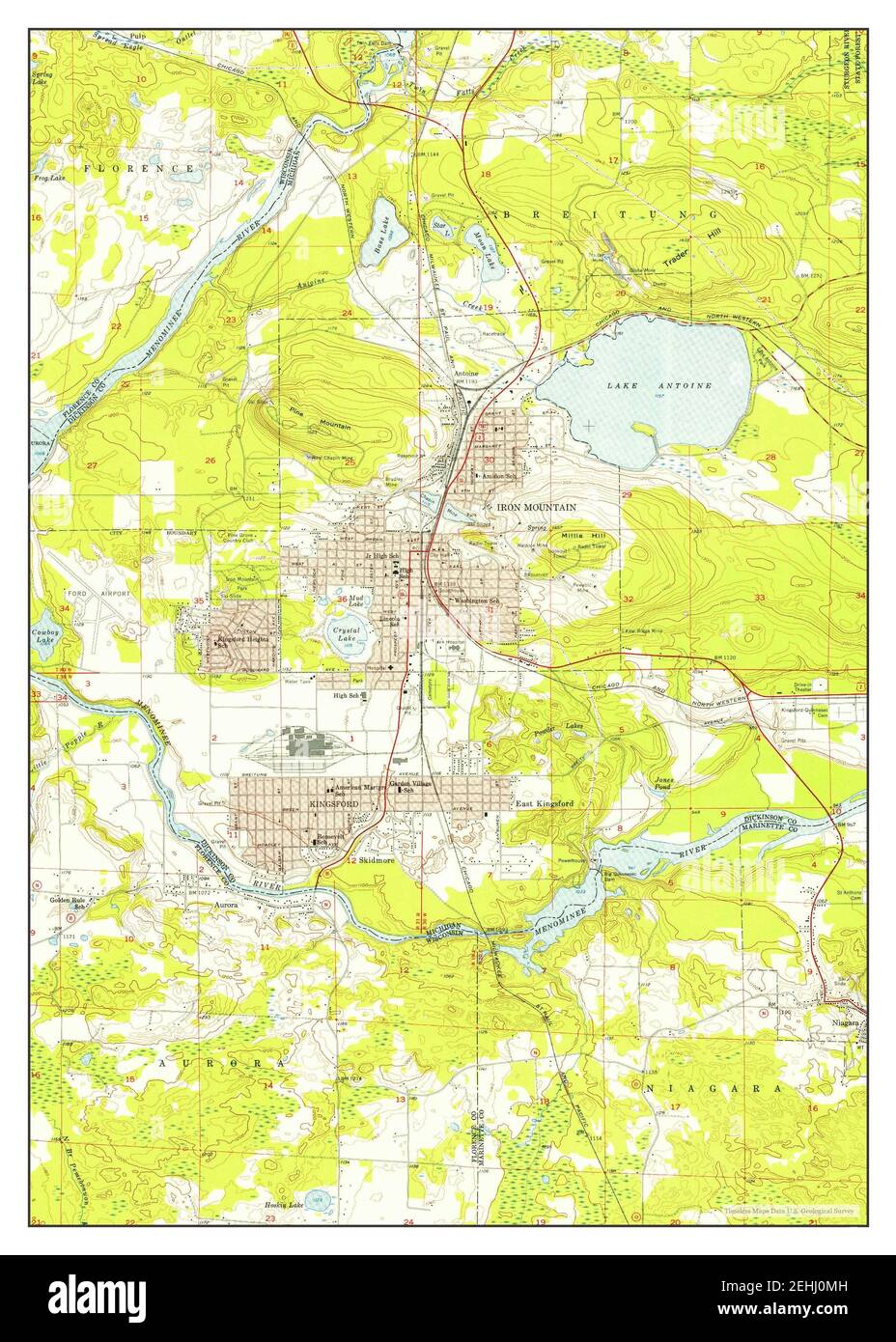 Iron Mountain, Michigan, map 1955, 124000, United States of America by