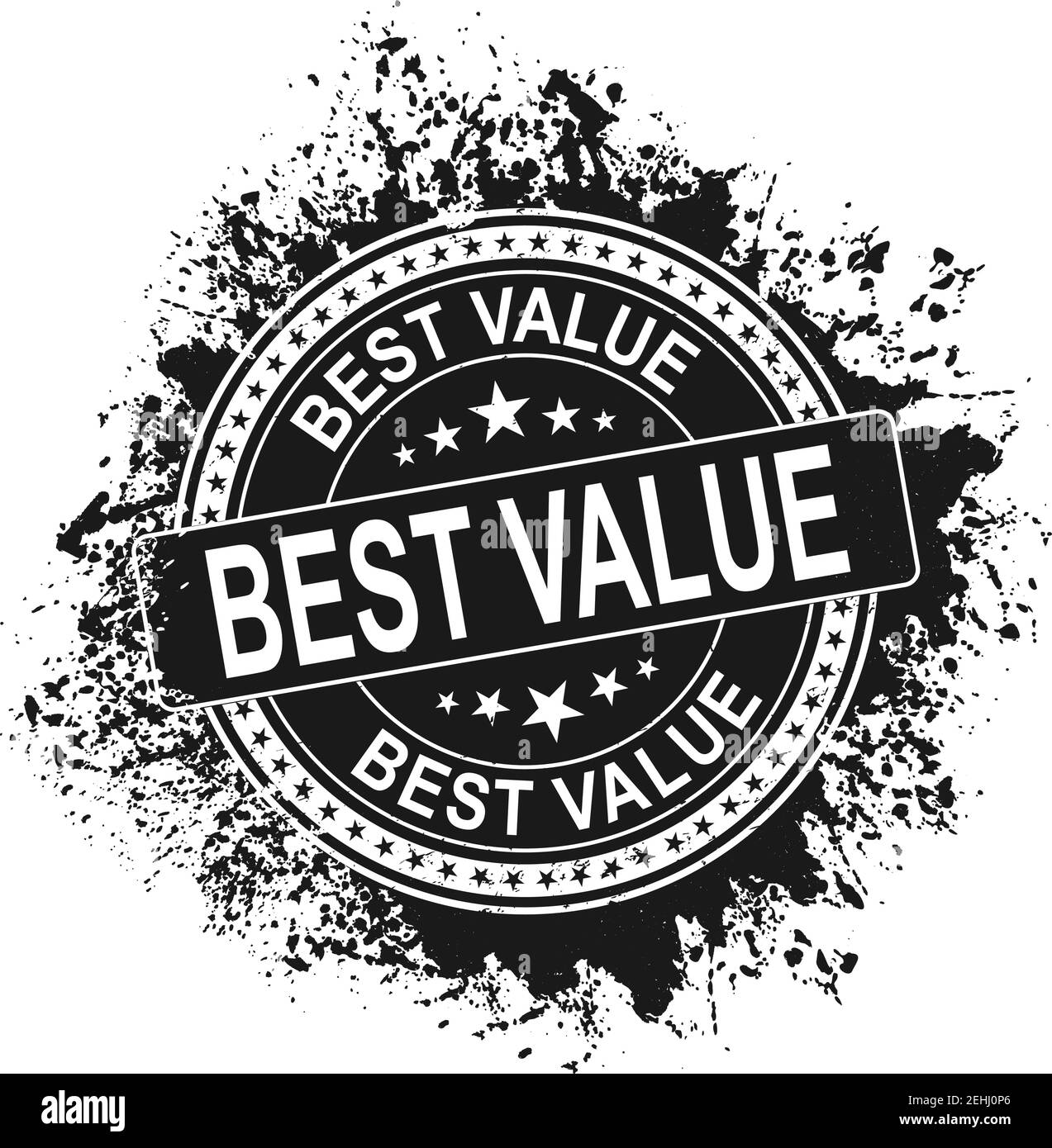 Best Value rubber stamp with grunge texture and splash of ink black