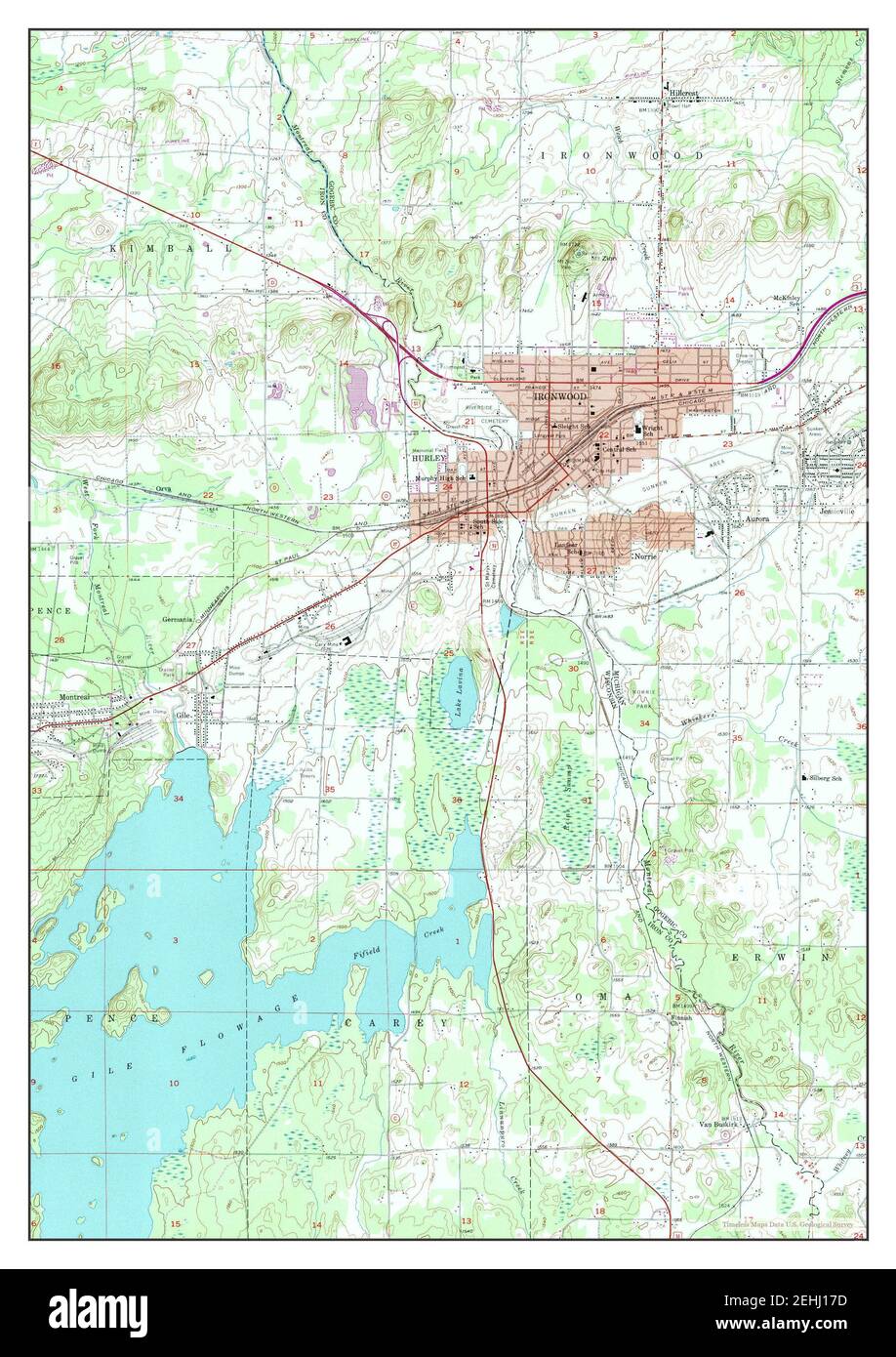 Ironwood, Michigan, map 1955, 1:24000, United States of America by ...