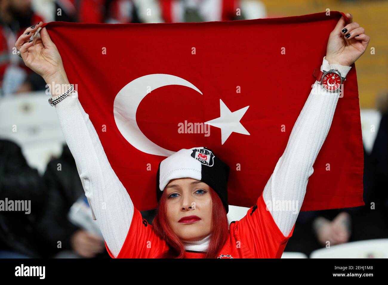 Soccer Football - Europa League - Group Stage - Group I - Besiktas v Malmo  - Vodafone Arena, Istanbul, Turkey - December 13, 2018 Besiktas fans before  the match REUTERS/Murad Sezer Stock Photo - Alamy