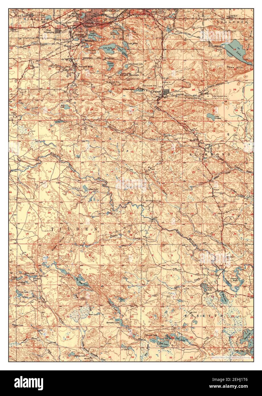 Ishpeming, Michigan, map 1952, 162500, United States of America by