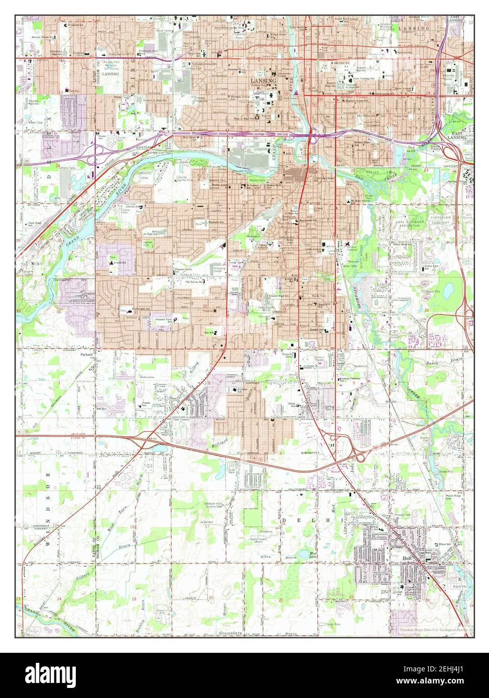 Lansing South, Michigan, map 1965, 1:24000, United States of America by Timeless Maps, data U.S ...