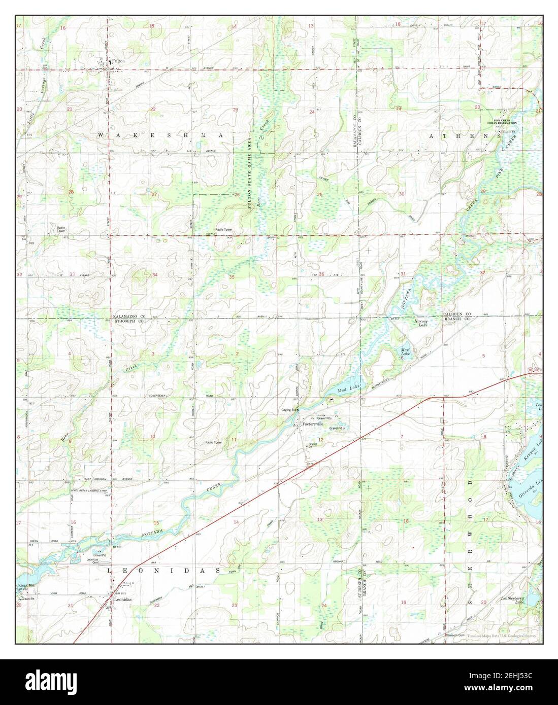 Leonidas, Michigan, map 1982, 124000, United States of America by