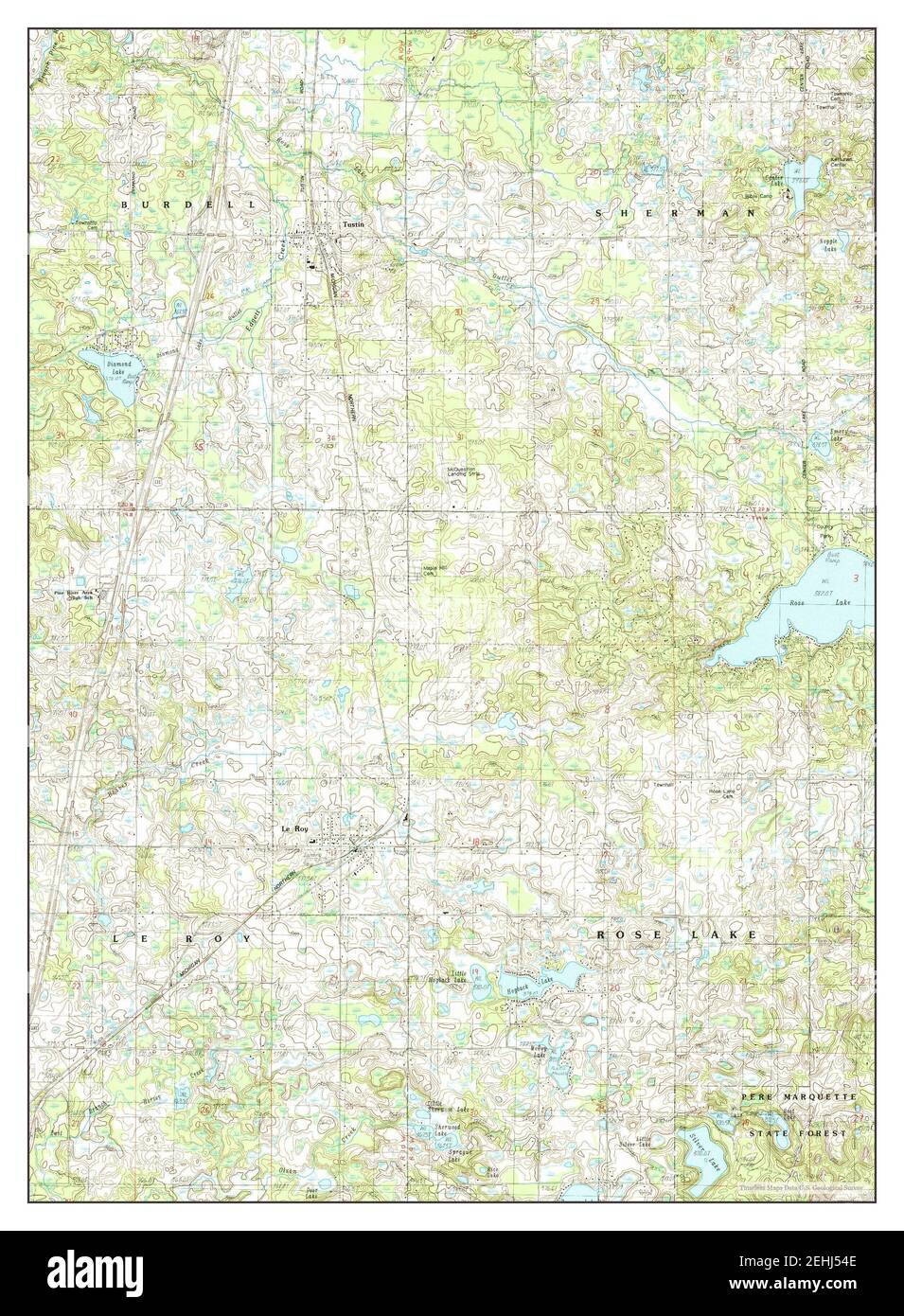 Le Roy, Michigan, map 1983, 1:25000, United States of America by Timeless Maps, data U.S. Geological Survey Stock Photo