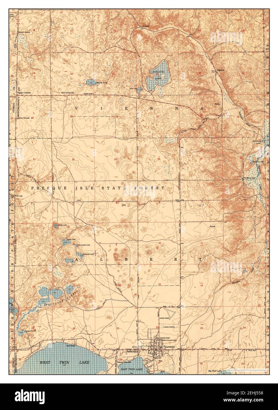 Lewiston, Michigan, map 1951, 124000, United States of America by Timeless Maps, data U.S