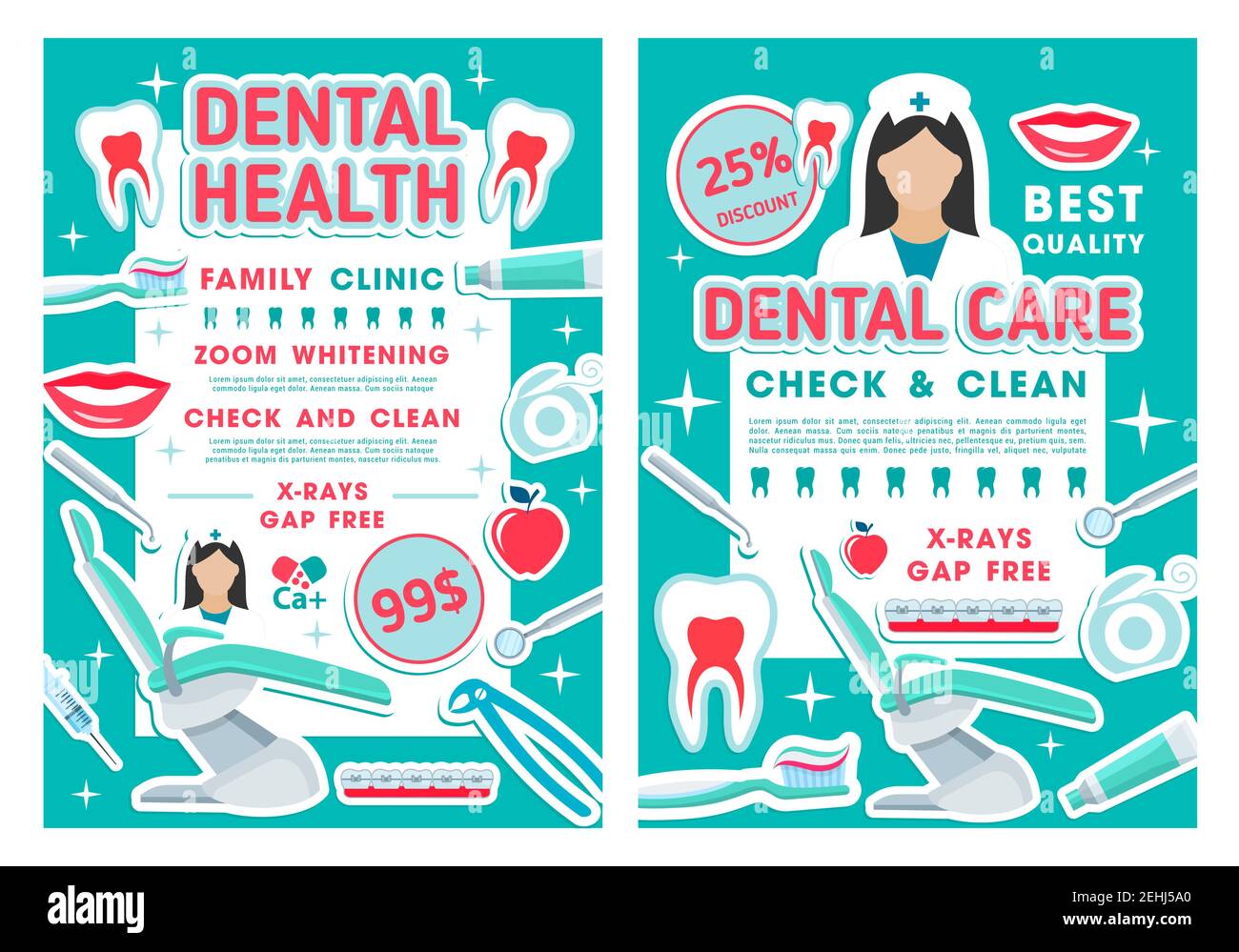 Tooth care discount offer posters for dental clinic or dentist office