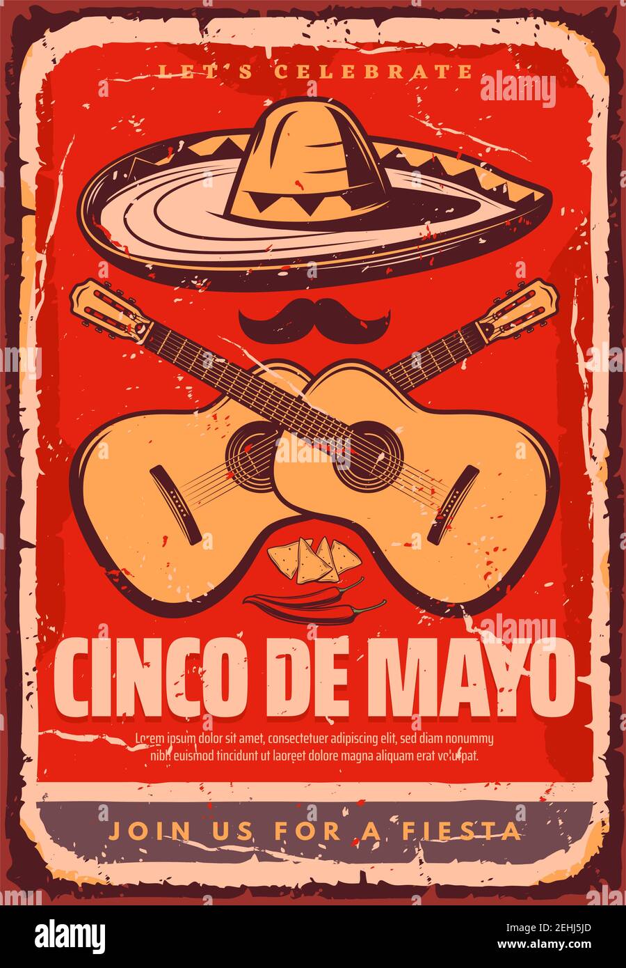 Cinco de Mayo Mexican holiday fiesta celebration retro poster for ...