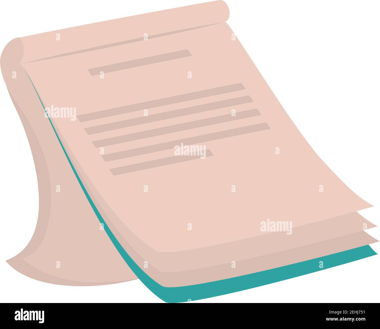 open memo pad icon over white background, flat style, vector