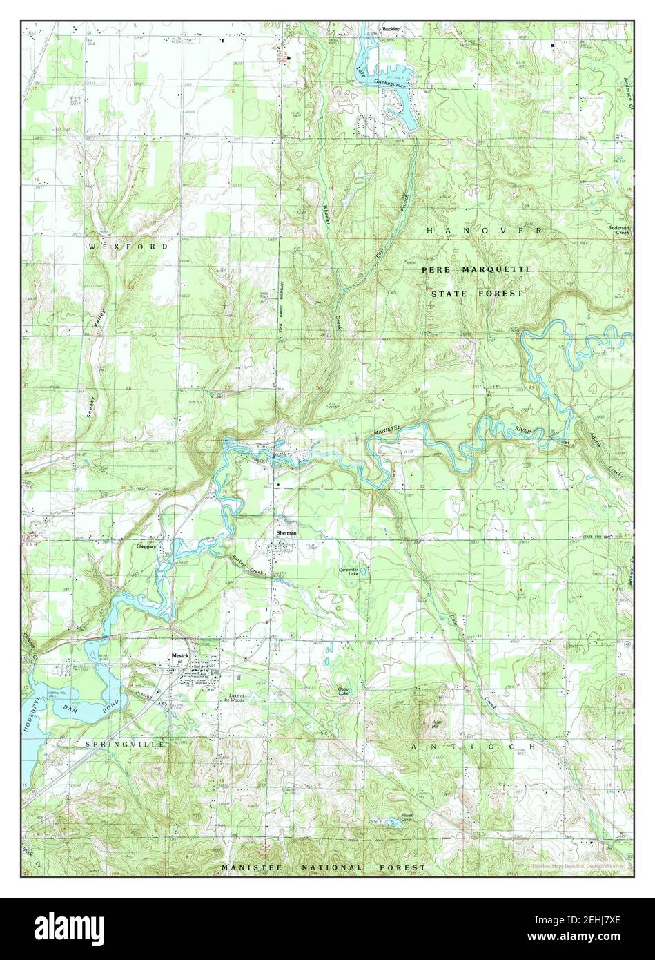 Mesick, Michigan, map 1987, 124000, United States of America by Timeless Maps, data U.S