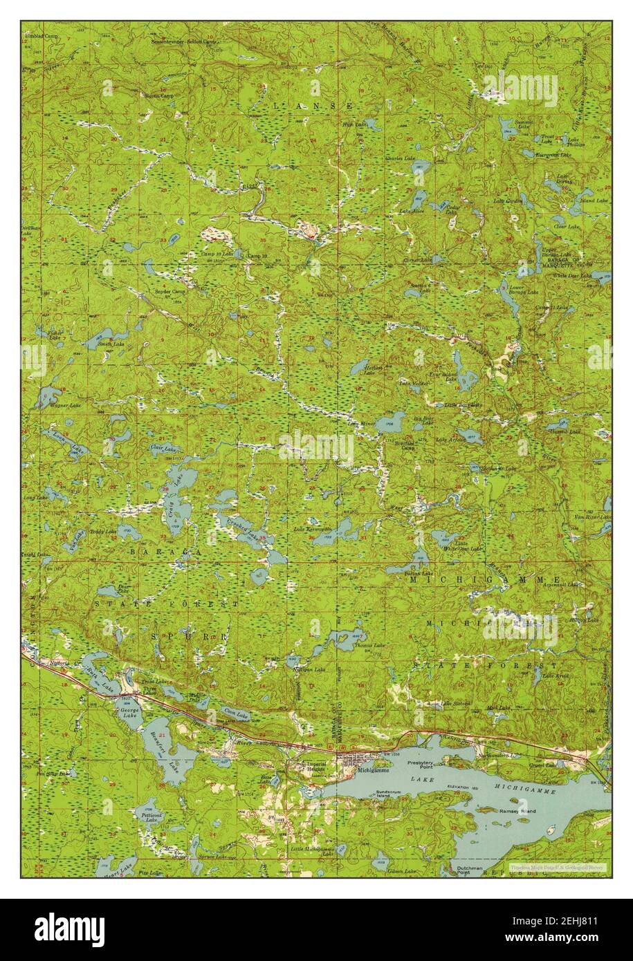 Michigamme, Michigan, map 1956, 162500, United States of America by