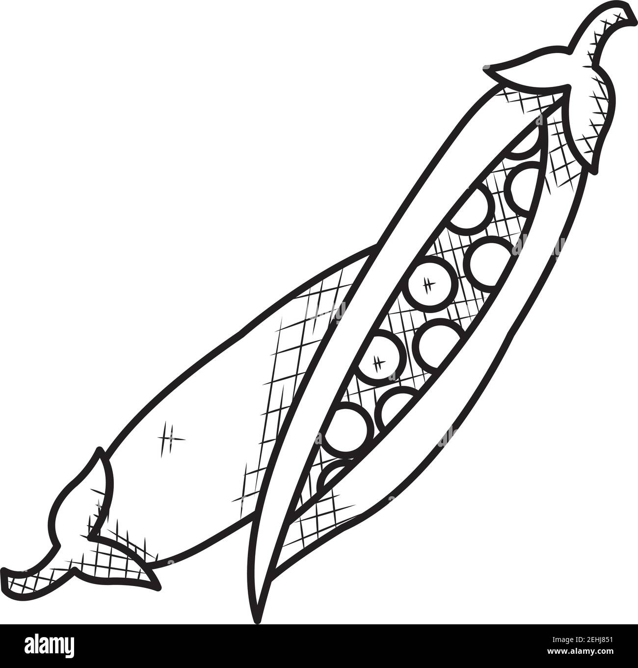peas in a pod icon over white background, sketch style, vector
