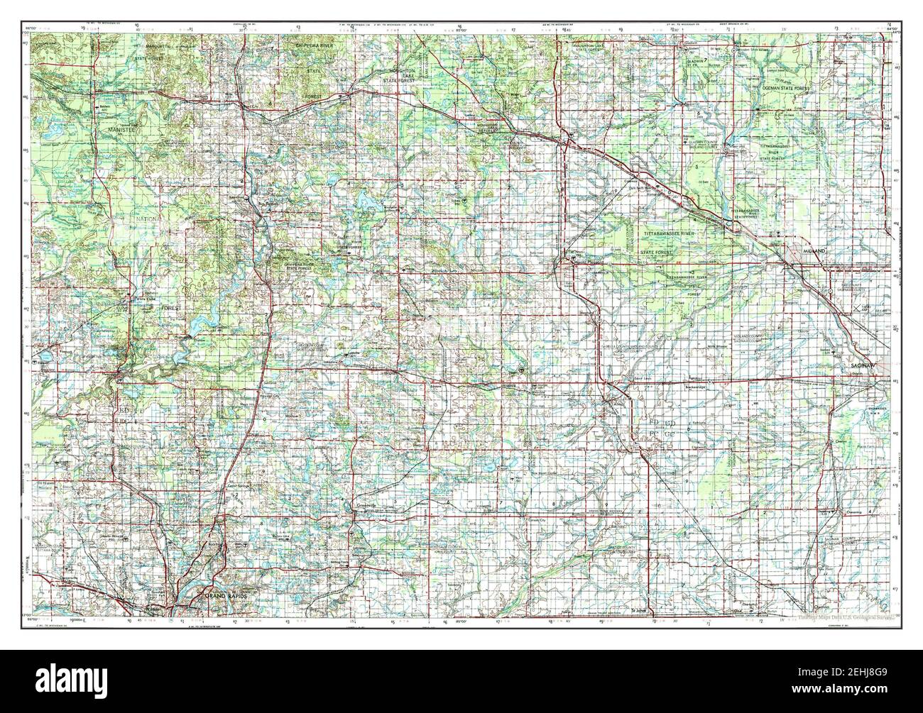 Midland, Michigan, map 1954, 1:250000, United States of America by ...