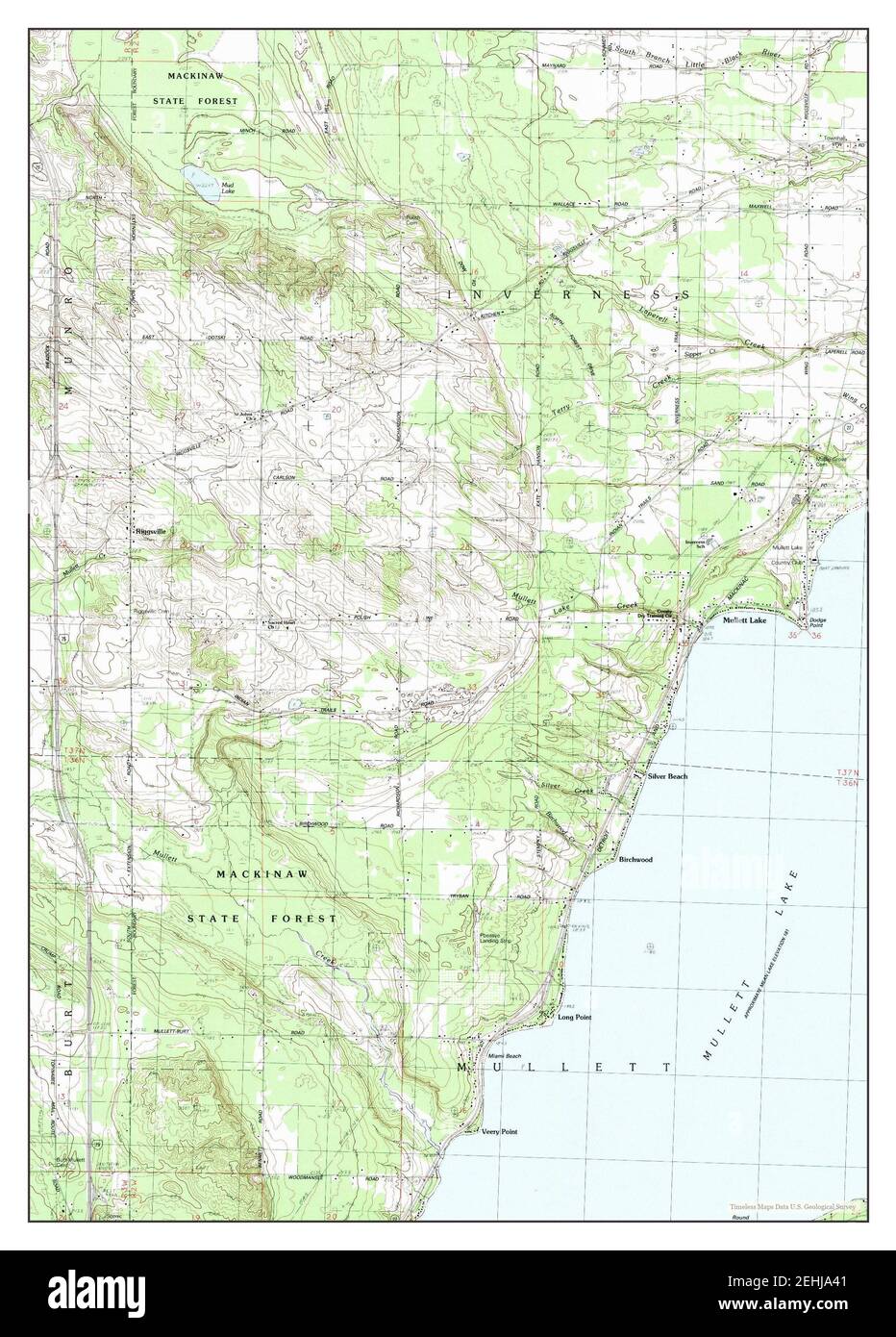 Mullett Lake, Michigan, map 1982, 125000, United States of America by