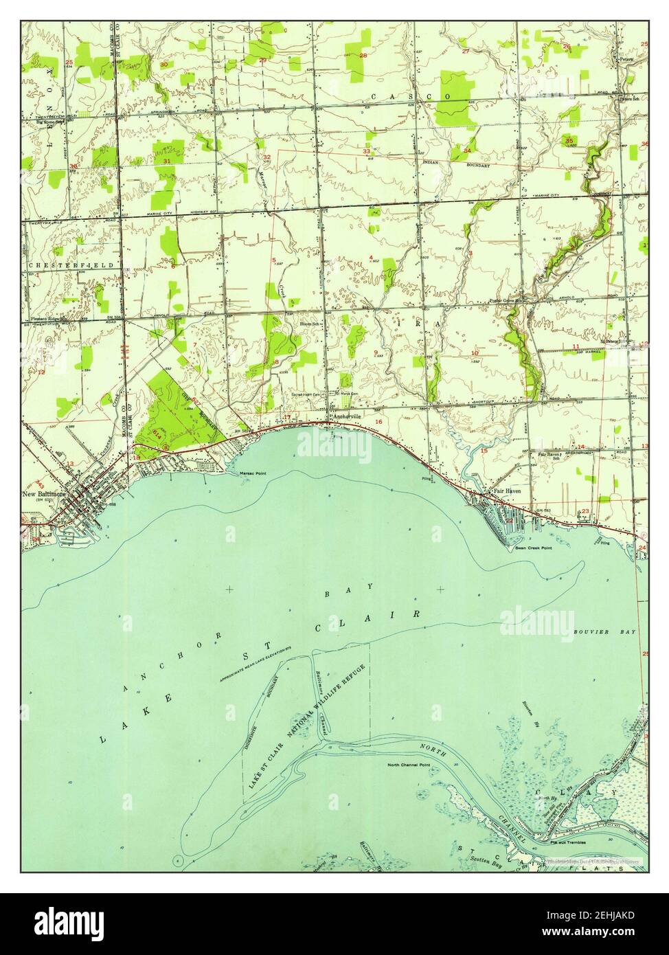 New Baltimore, Michigan, map 1952, 124000, United States of America by