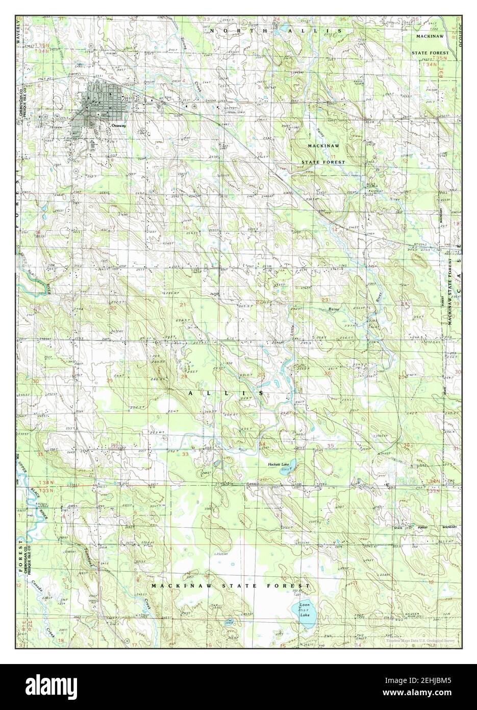 Onaway, Michigan, map 1986, 124000, United States of America by Timeless Maps, data U.S