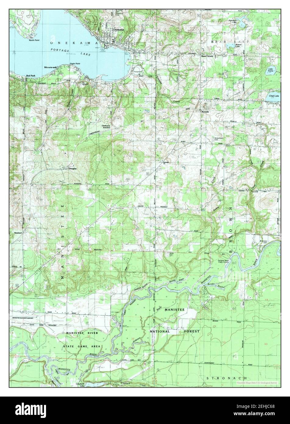 Onekama, Michigan, map 1982, 125000, United States of America by