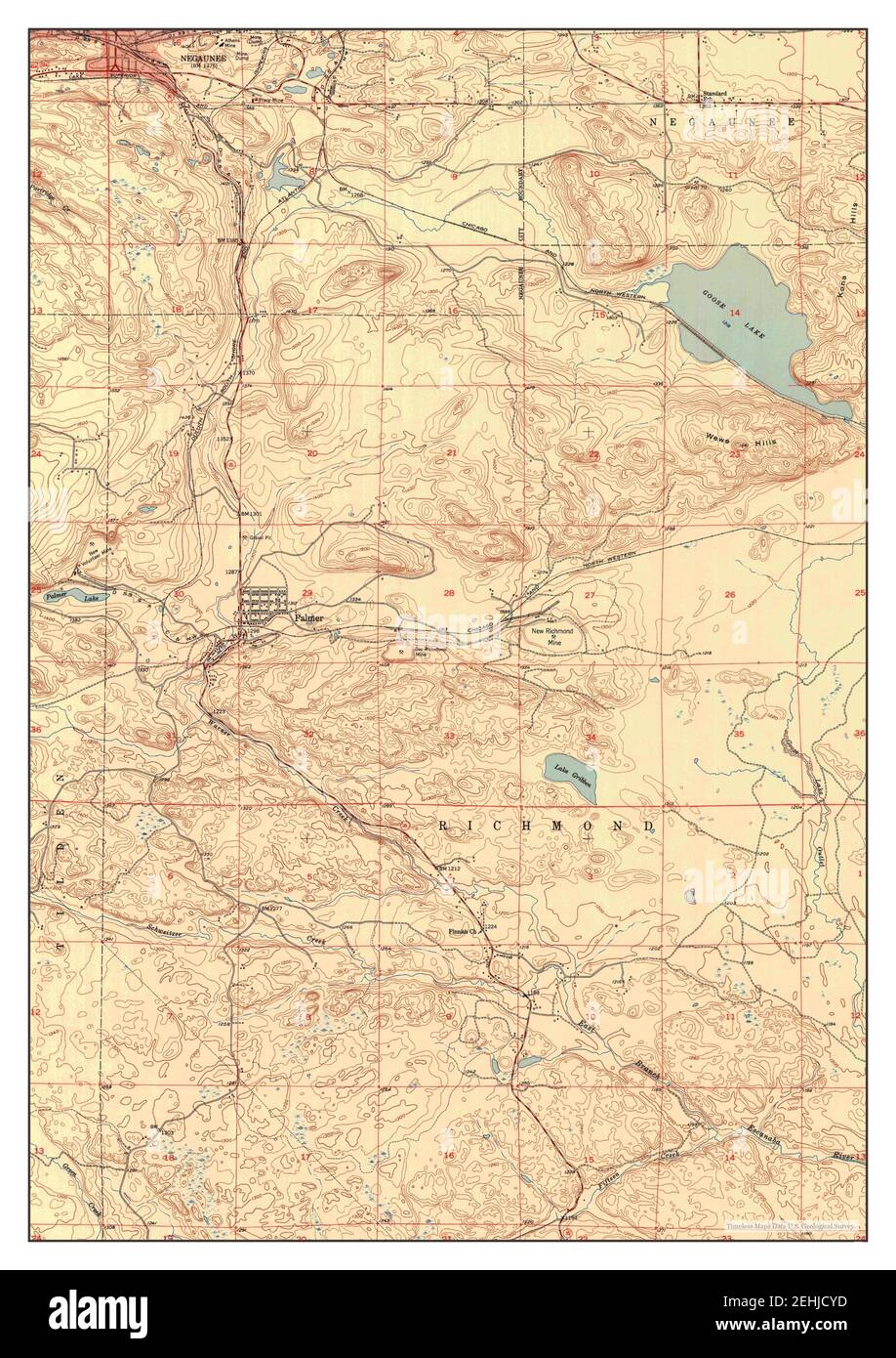 Palmer, Michigan, map 1952, 124000, United States of America by