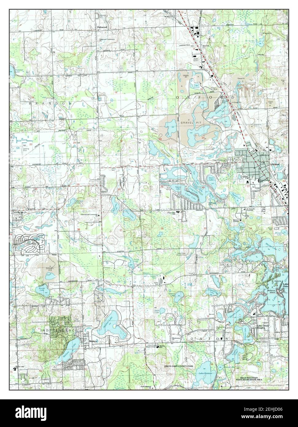 Oxford, Michigan, map 1991, 124000, United States of America by Timeless Maps, data U.S