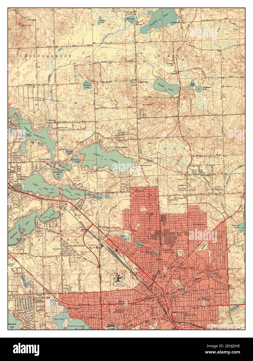 Pontiac North, Michigan, map 1952, 124000, United States of America by