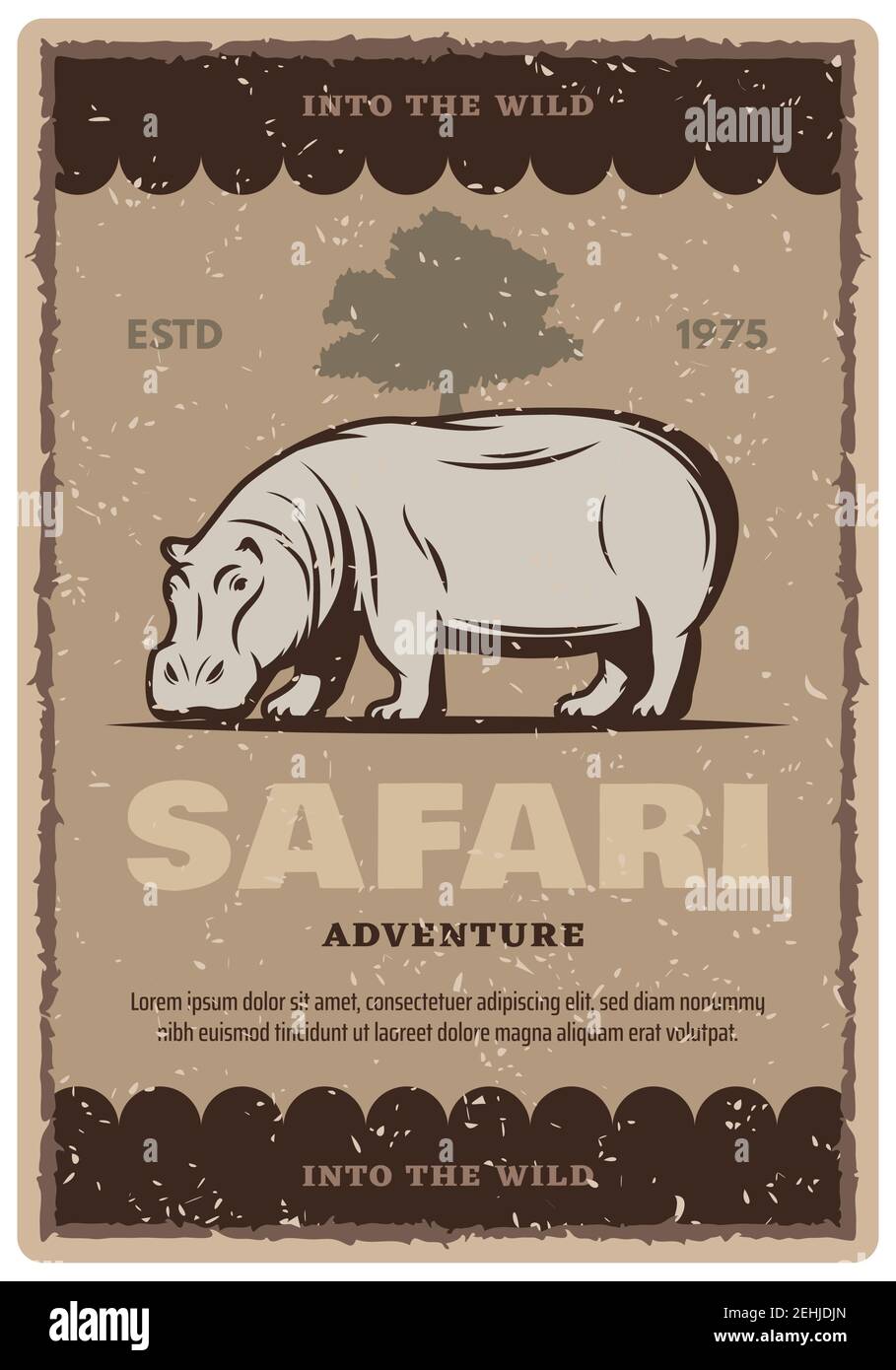 African safari vintage grunge banner for adventure tour or hunting 