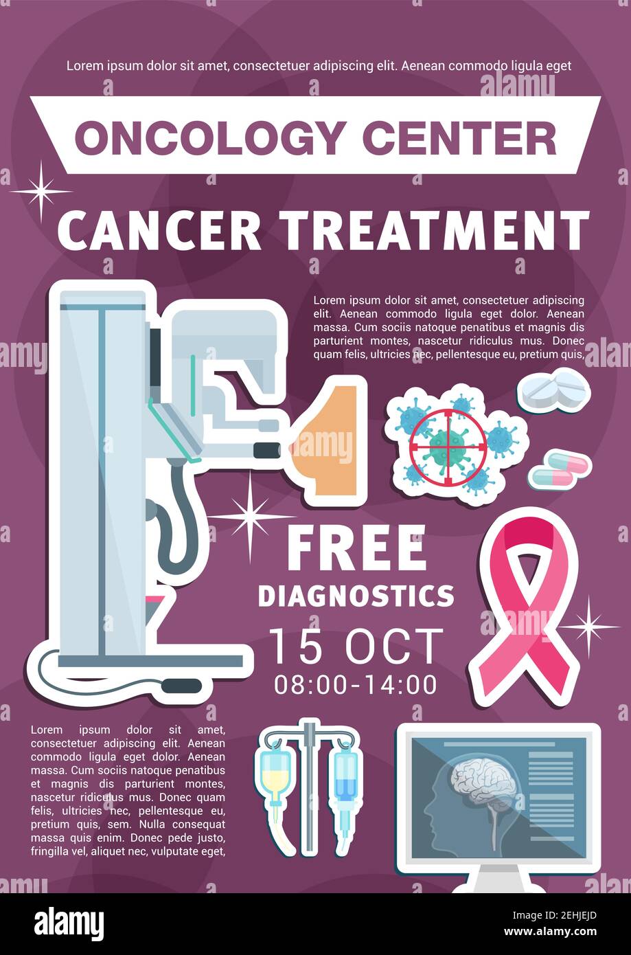 Oncology medical clinic banner for medicine and health care template. Cancer disease diagnostics