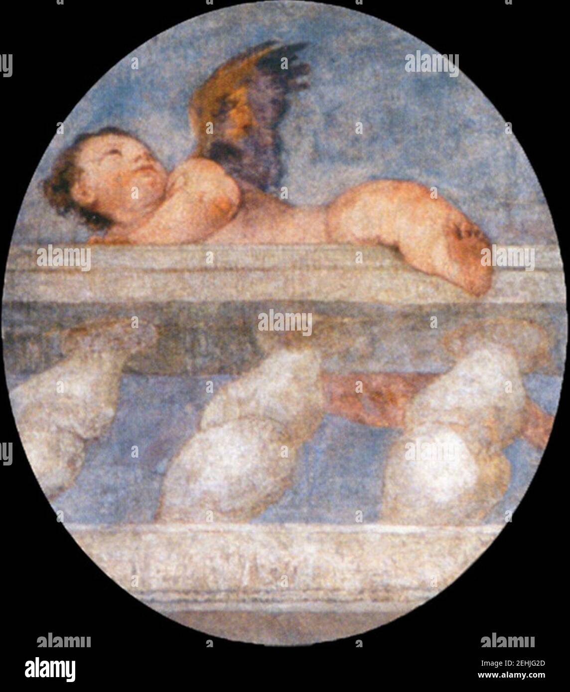 Paolo Caliari detto il Veronese con Giambattista Zelotti - Putto che scavalca balaustra. Stock Photo