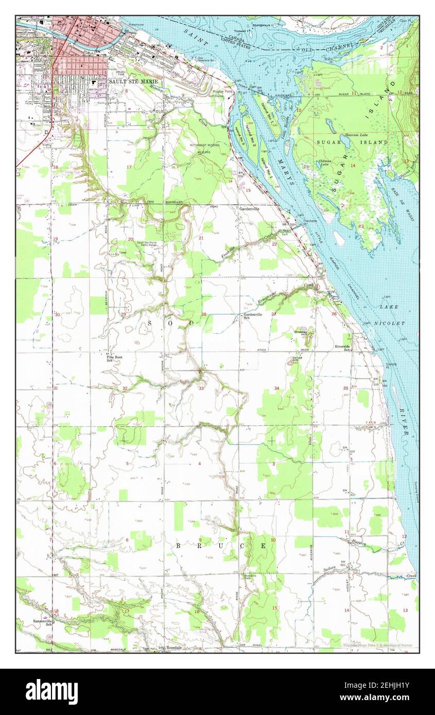 Sault Ste Marie South, Michigan, map 1951, 1:24000, United States of America by Timeless Maps, data U.S. Geological Survey Stock Photo