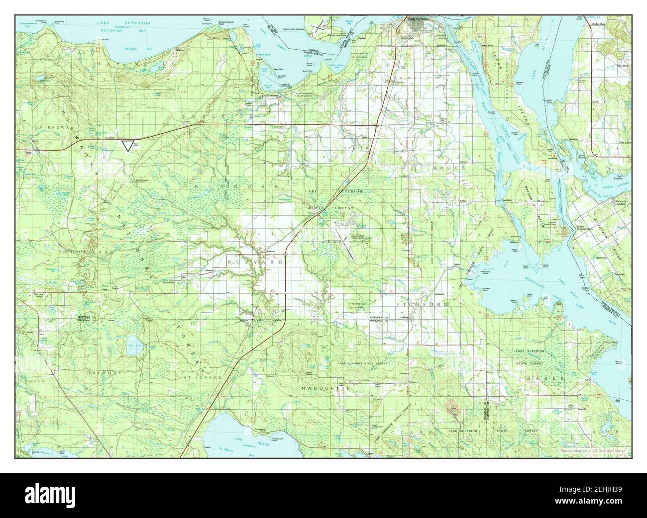 Sault Ste Marie South, Michigan, map 1984, 1:100000, United States of America by Timeless Maps, data U.S. Geological Survey Stock Photo
