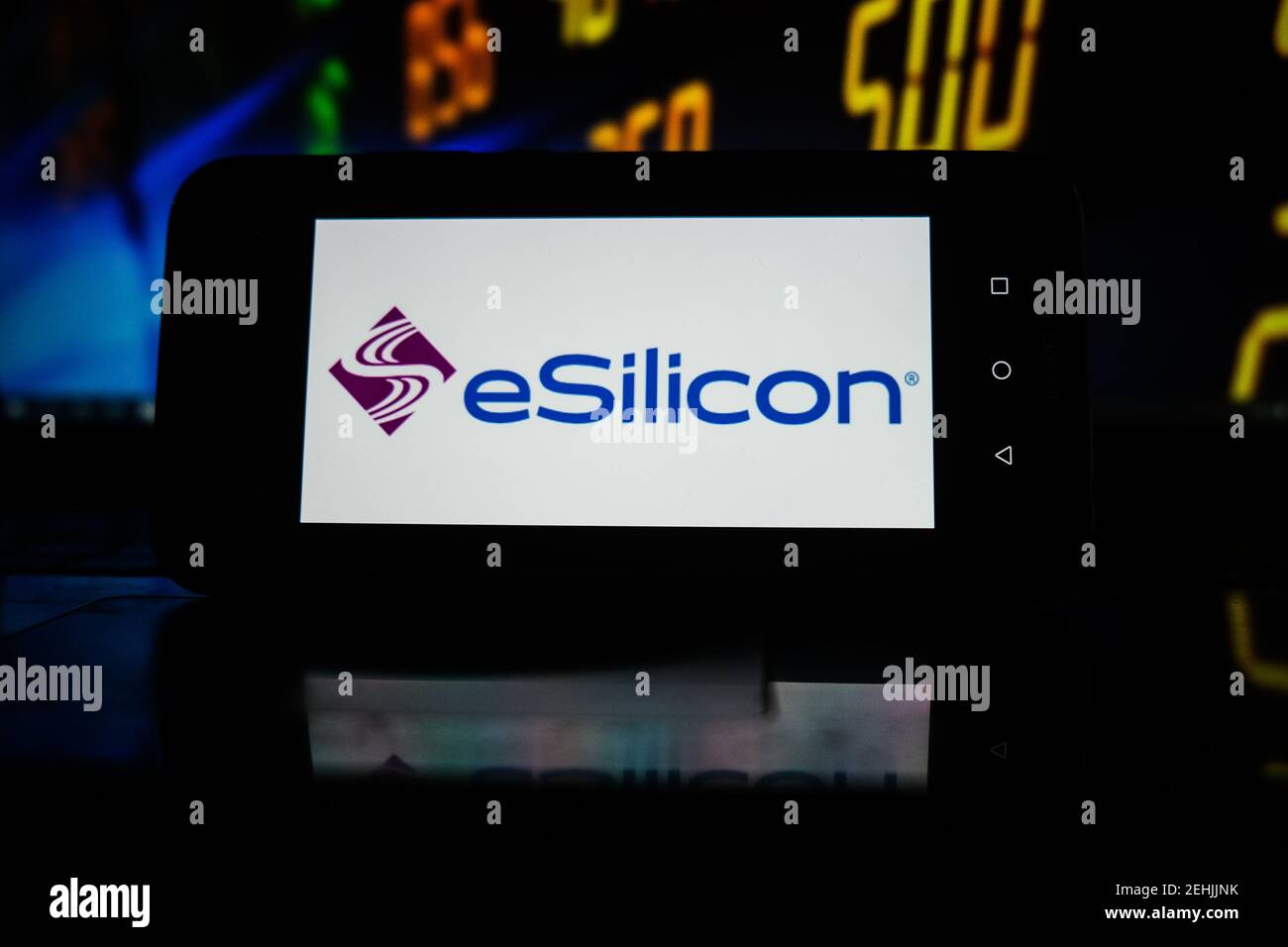 In this photo illustration an eSilicon logo seen displayed on a ...