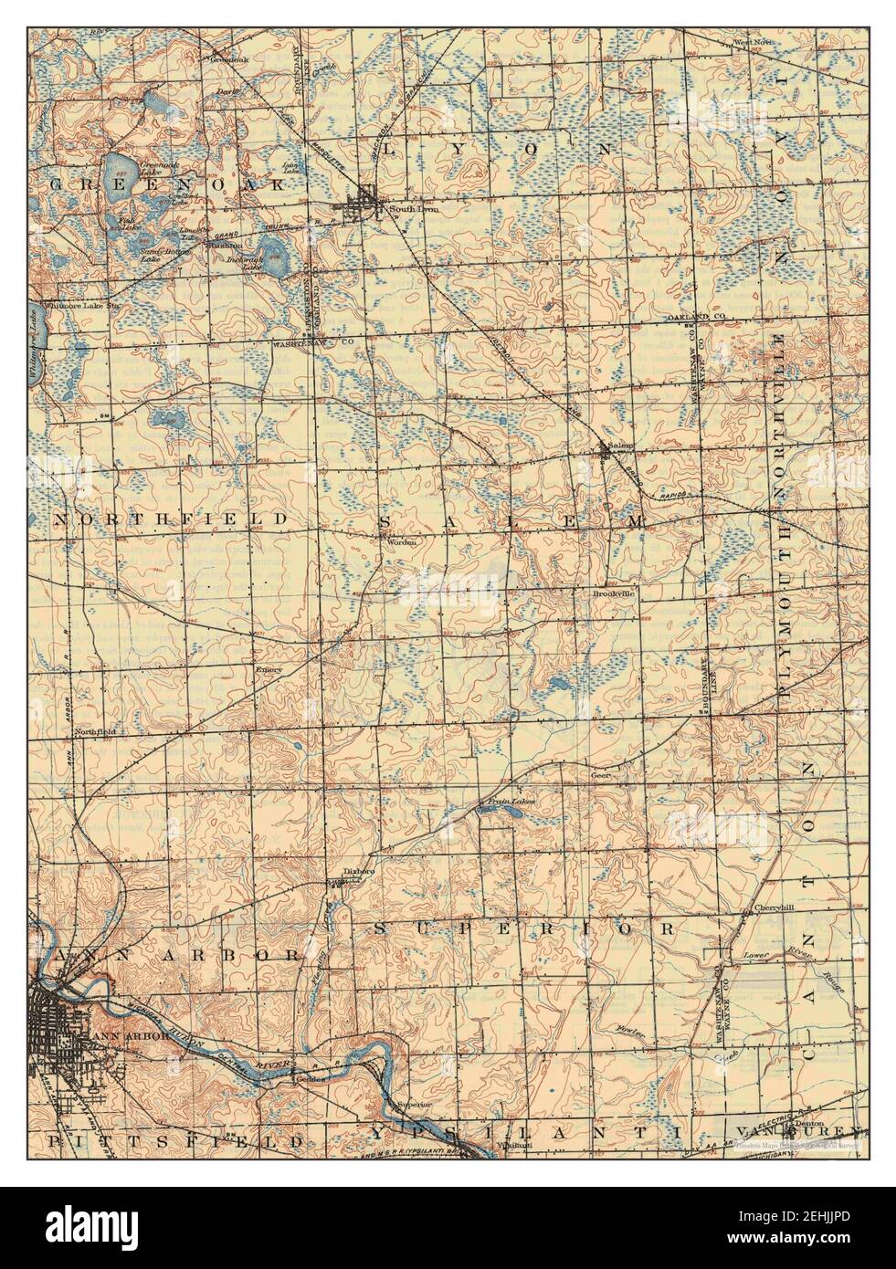 South Lyon Michigan Map South Lyon, Michigan, Map 1906, 1:62500, United States Of America By  Timeless Maps, Data U.s. Geological Survey Stock Photo - Alamy