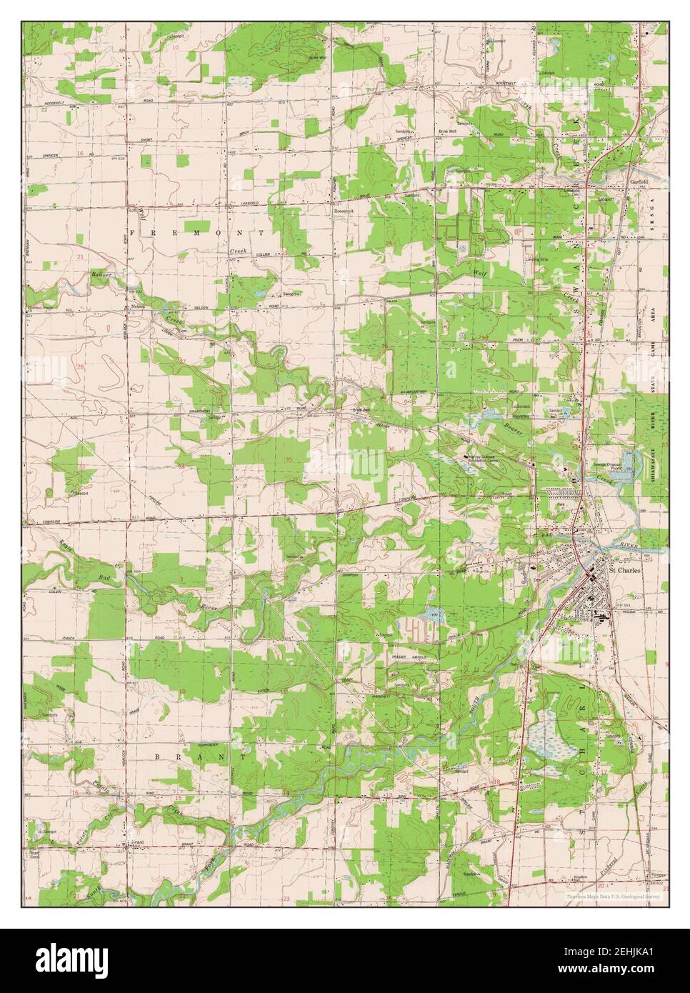 St Charles, Michigan, map 1975, 124000, United States of America by