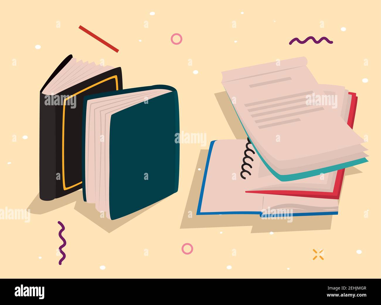 open and closed books design, Education literature and read theme ...