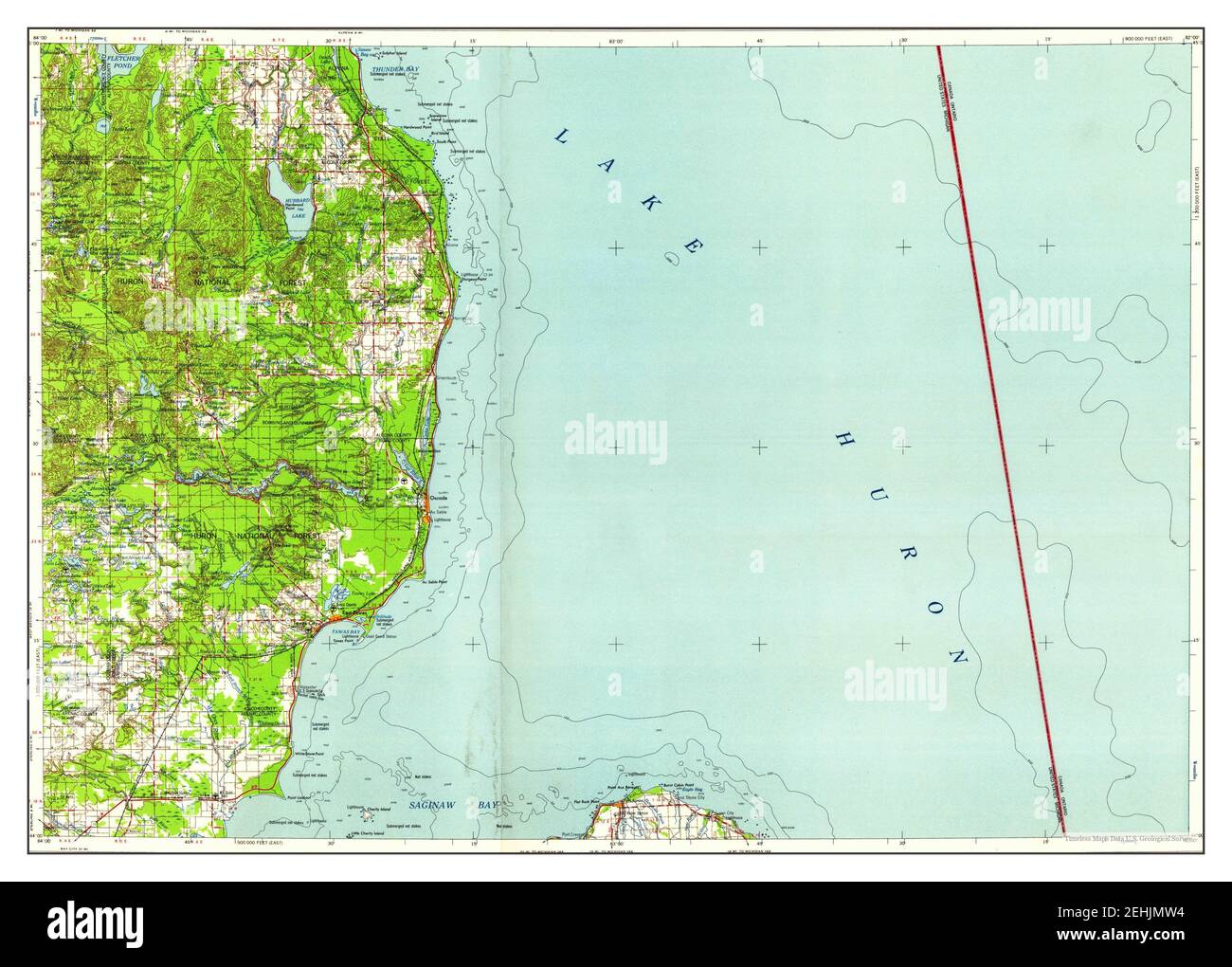 Tawas City, Michigan, map 1958, 1250000, United States of America by
