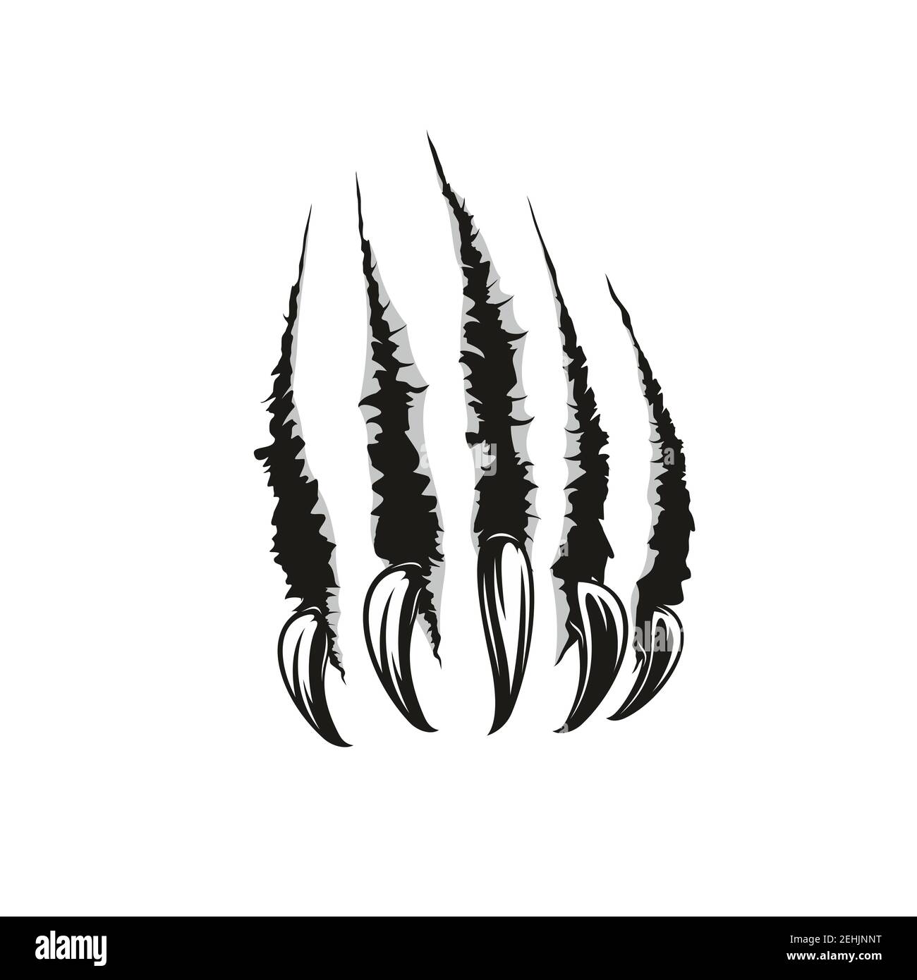 Claw scratches or wild animal paw torn marks. Vector sharp nails slashes or scars with laceration and torn shreds. Dangerous monster or beast attack t Stock Vector