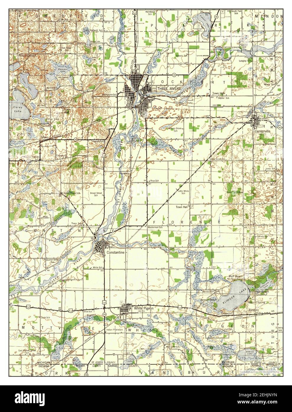 Three Rivers Michigan Map Three Rivers, Michigan, Map 1943, 1:62500, United States Of America By  Timeless Maps, Data U.s. Geological Survey Stock Photo - Alamy