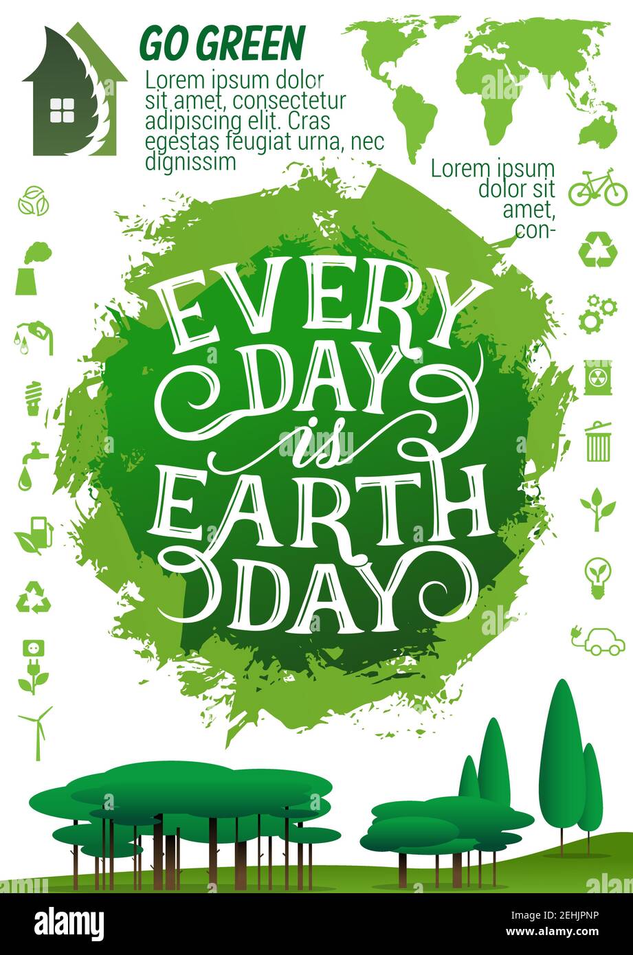 Earth Day holiday banner with ecology and environment protection icon ...