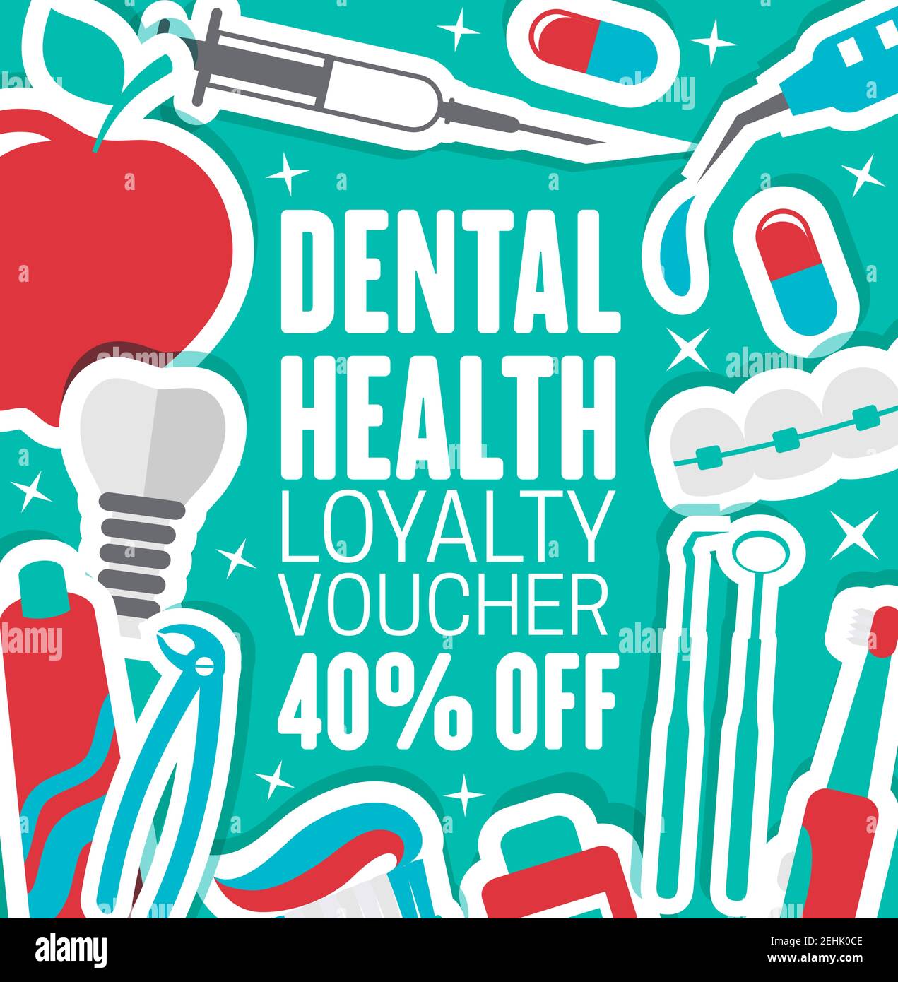 Dental clinic discount voucher for dentistry medical center. Vector