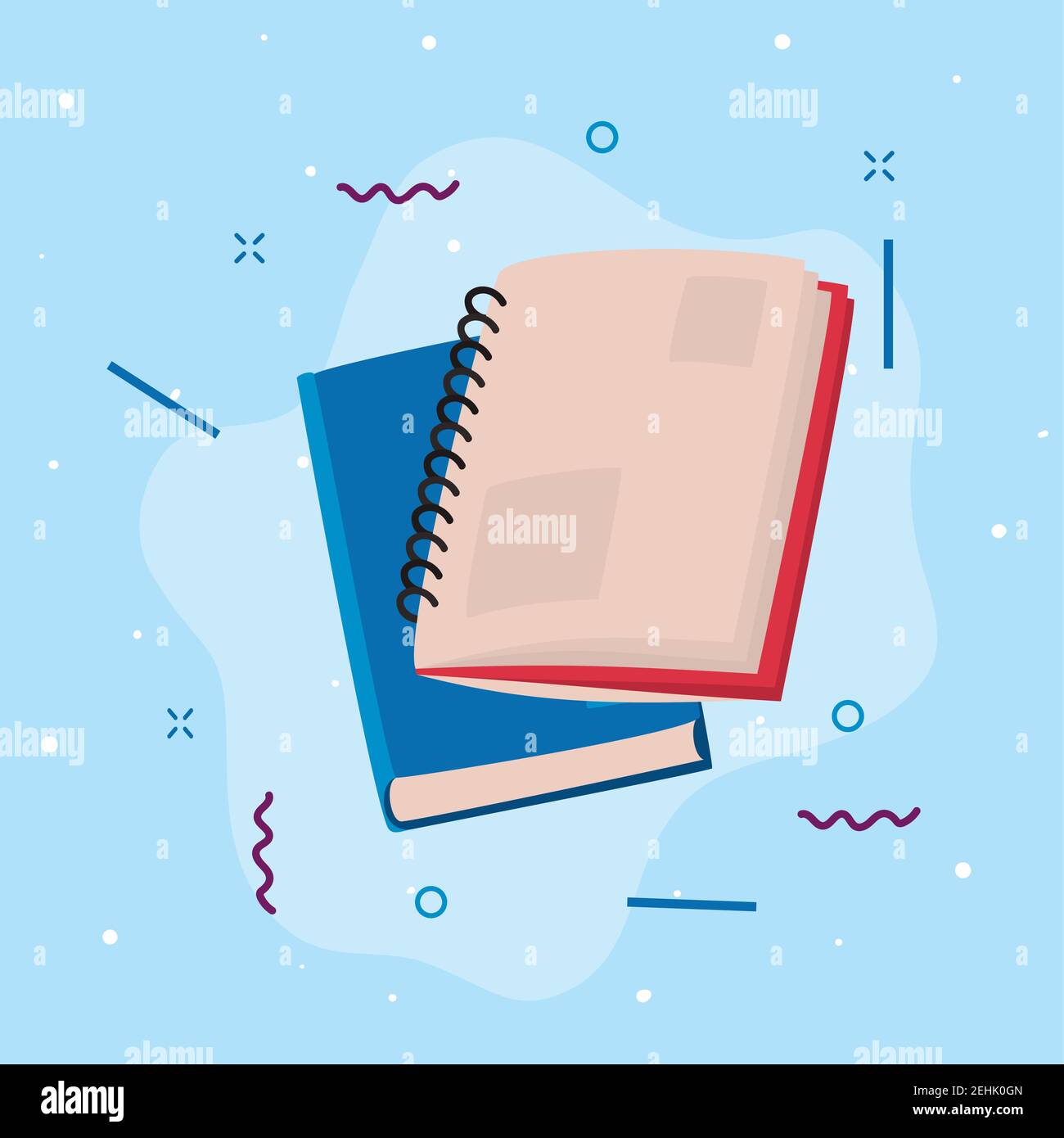red and blue books on blue background design, Education literature and ...